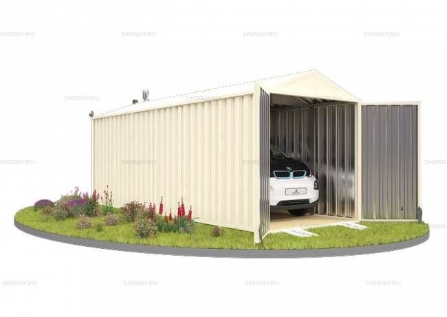 Хозблок SKOGGY секционный с двускатной крышей 6 х 2 м, слоновая кость Хозблок SKOGGY секционный с двускатной крышей 6 х 2 м, слоновая кость