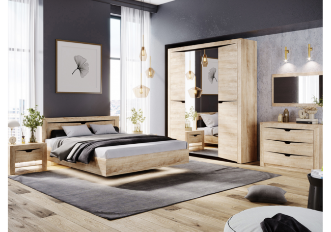 Кровать Магантия 140х200 сПМ парящая дуб баррик