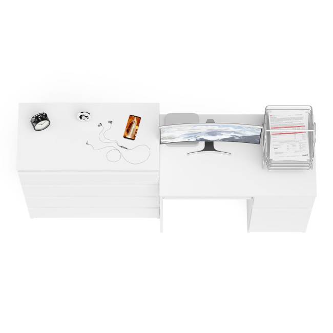 Компьютерный стол Мори МС-1 правый с комодом 4-ре ящика цвет белый Компьютерный стол Мори МС-1 правый с комодом 4-ре ящика цвет белый