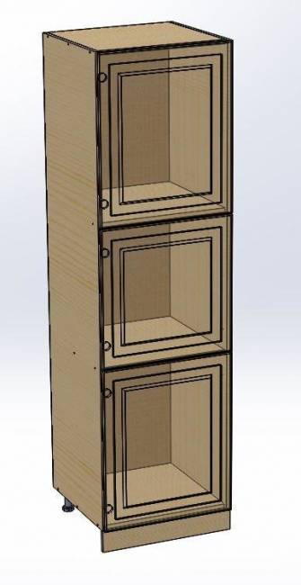 Пенал 2040 х 600 х 560 филенка, 3 двери (без полок), сосна, без покраски