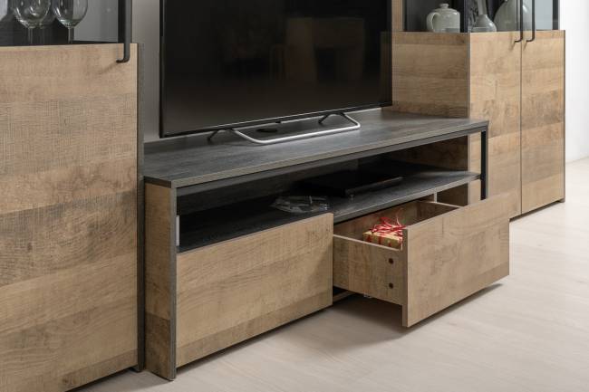 Стенка для гостиной с подсветкой Трувор № 23 цвет дуб гранж песочный/интра Стенка для гостиной с подсветкой Трувор № 23 цвет дуб гранж песочный/интра