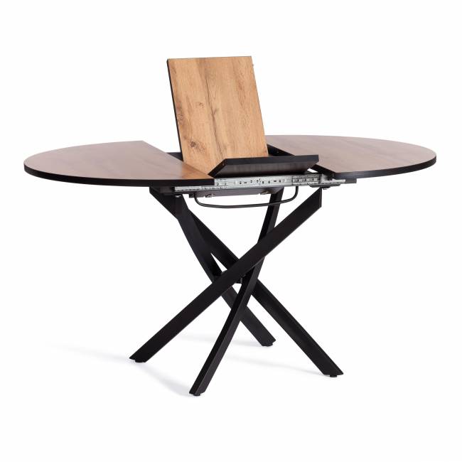 Стол MANZANA ЛДСП/HPL/металл, 100 х 100+30 х 75 см, Дуб Вотан/чёрный Дуб Вотан/чёрный ЛДСП/HPL/металл