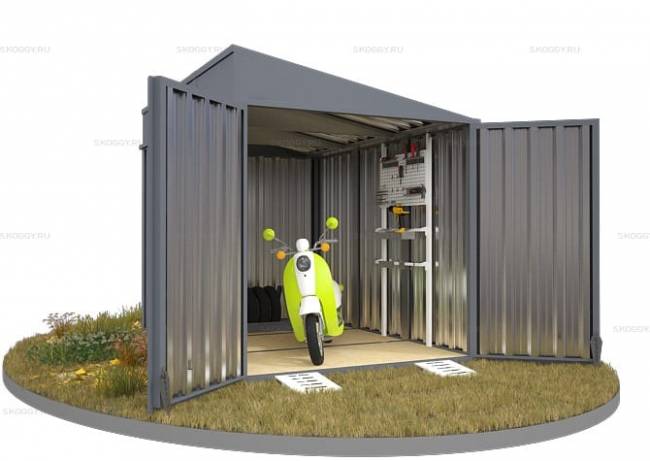 Хозблок SKOGGY секционный с односкатной крышей 3 х 2 м, брутальный серый