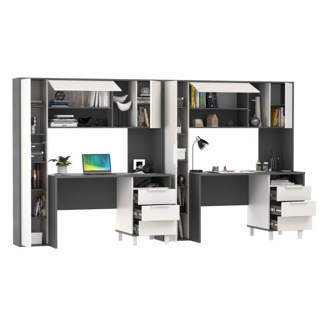 Рабочее место для двоих Комфорт 12.95N цвет тёмно-серый/белый премиум