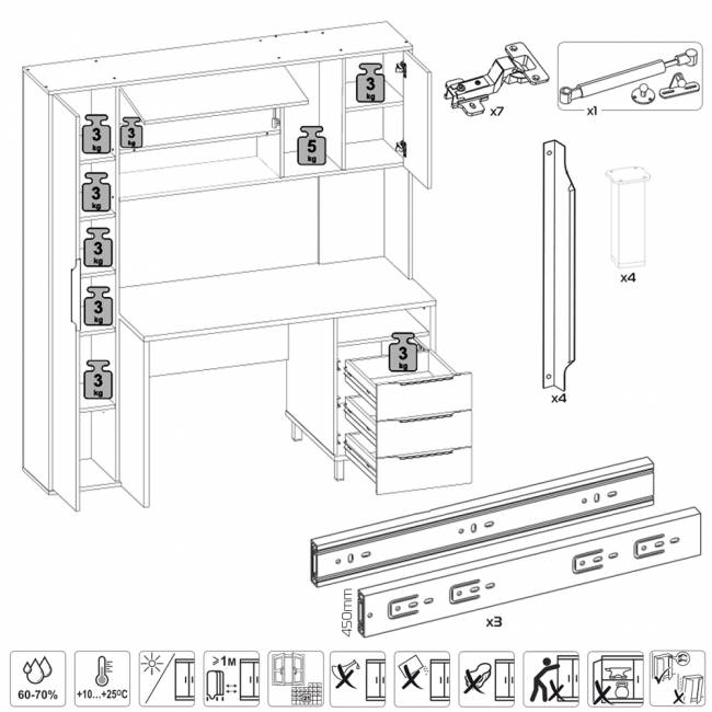Рабочее место для двоих Комфорт 12.95N цвет тёмно-серый/белый премиум