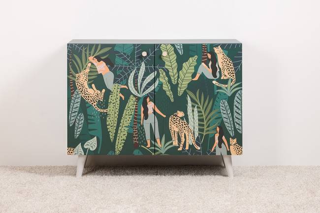 Комод-тумба Либера 16.230.01 цвет пасифай/белый, фасады с рисунком Тропический лес