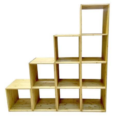 Стеллаж Куб 2 сосна, бесцветный лак P&H