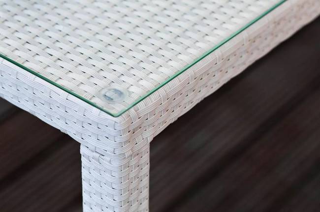 Стол садовый плетеный из искусственного ротанга MILANO 150 см белый