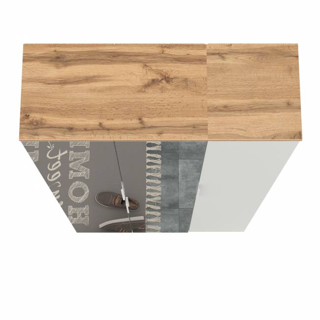 Шкаф для одежды и шкаф-пенал Октава цвет белый шагрень/дуб крафт золотой/зеркало