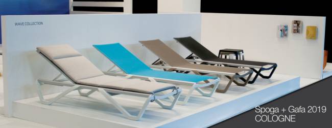 Шезлонг-лежак металлический Wave белый, серый 1910х715х300 мм