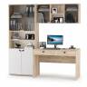 Компьютерный стол со шкафом и полкой со стеклом Бостон цвет дуб эндгрейн элегантный/фасады МДФ милк рикамо софт