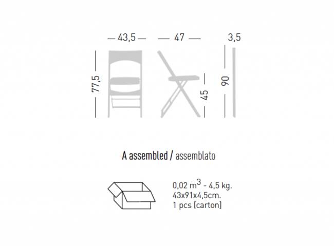 Стул пластиковый складной Compact жемчужно-серый 435х470х775 мм