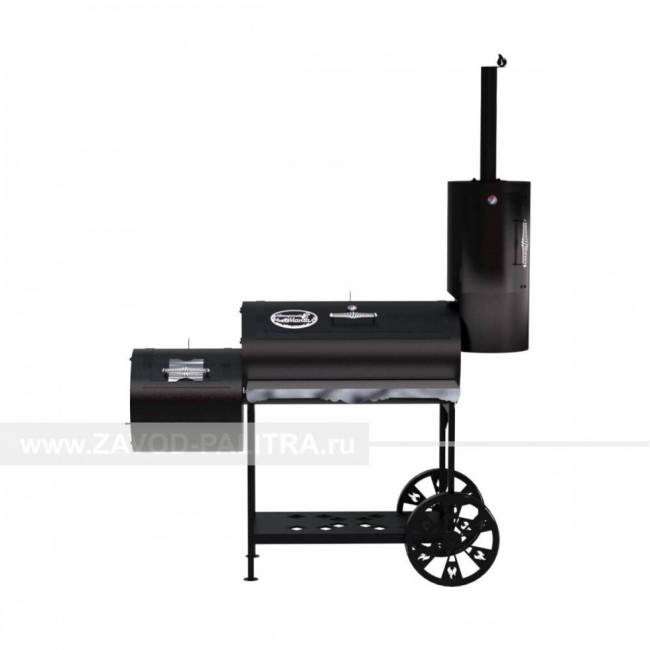 Гриль-Смокер XXL, из стали толщиной 3 мм, с топкой слева, в термостойкой покраске Гриль-Смокер XXL, из стали толщиной 3 мм, с топкой слева, в термостойкой покраске