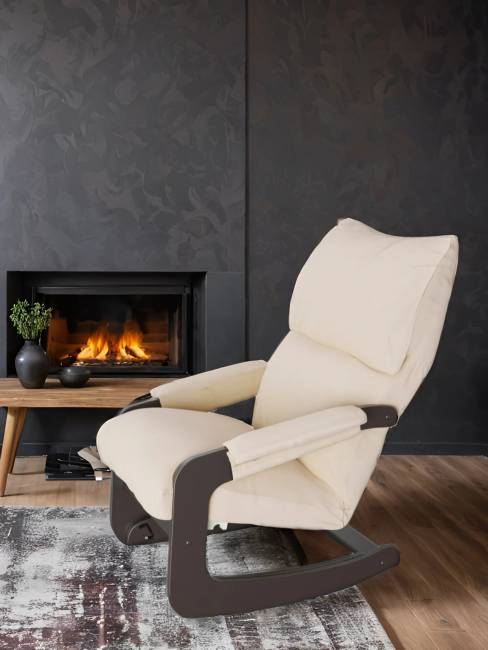 Кресло-качалка (трансформер со стопором) Модель 81 Ткань Макс 100, каркас венге