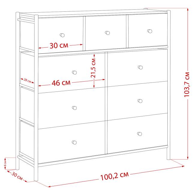 Комод Leset Хайди 9 ящиков Белый Белый