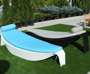 Лежак "Далас", из искусственного ротанга, черный, белый, голубой, бежевый