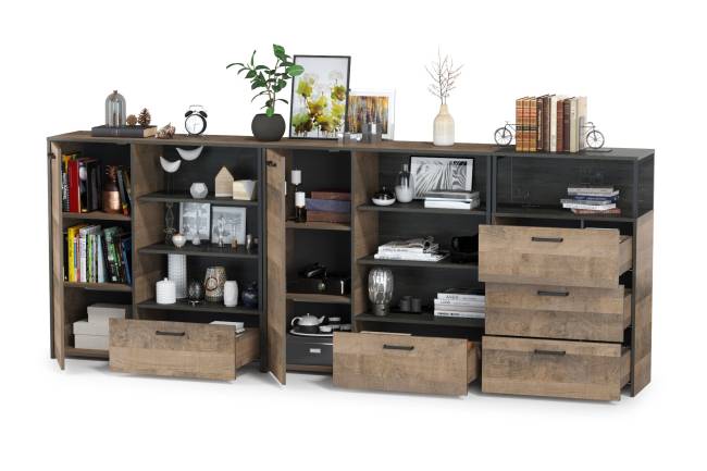 Два комода с ящиком и дверкой и комод с тремя ящиками Трувор цвет дуб гранж песочный/интра