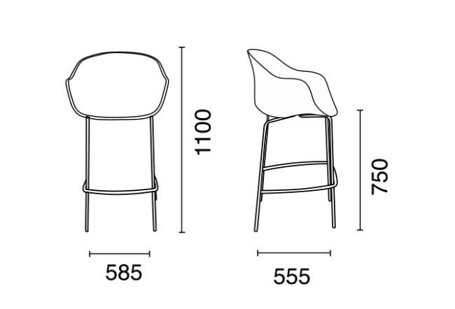 Кресло барное пластиковое Globe-K Bar тортора, серый 610х580х1120 мм