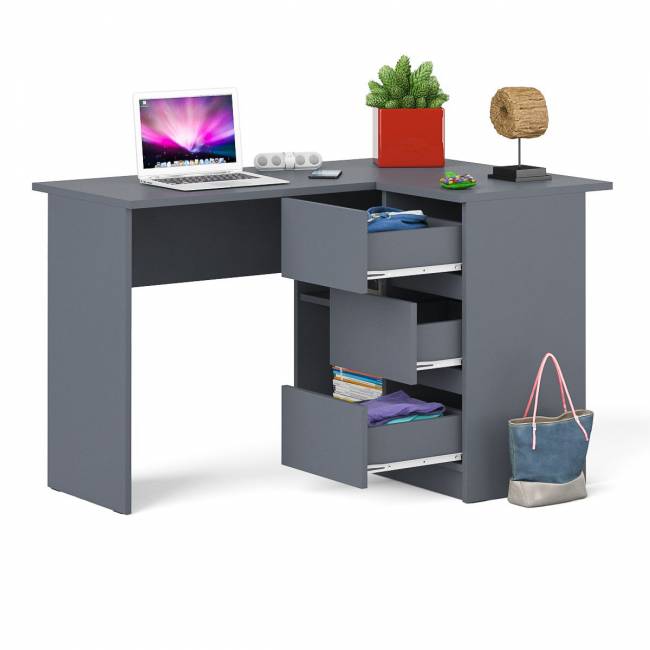 Угловой компьютерный стол Мори МС-16 правый цвет графит Угловой компьютерный стол Мори МС-16 правый цвет графит