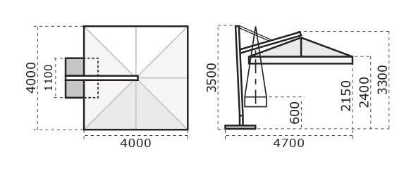 Зонт профессиональный 4х4 м Galileo Maxi Dark антрацит, слоновая кость 4000х4000 мм Зонт профессиональный 4х4 м Galileo Maxi Dark антрацит, слоновая кость 4000х4000 мм