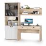 Рабочий стол с полкой и шкафом Бостон цвет дуб эндгрейн элегантный/фасады МДФ милк рикамо софт Рабочий стол с полкой и шкафом Бостон цвет дуб эндгрейн элегантный/фасады МДФ милк рикамо софт