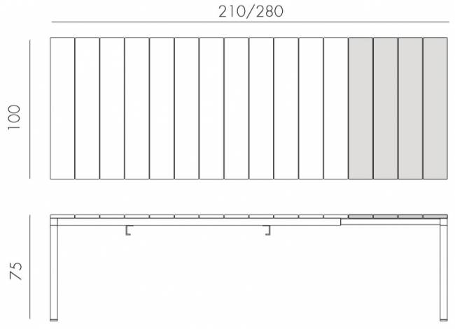 Стол металлический раздвижной Rio Alu 210 Extensibile антрацит 2100-2800х1000х760 мм