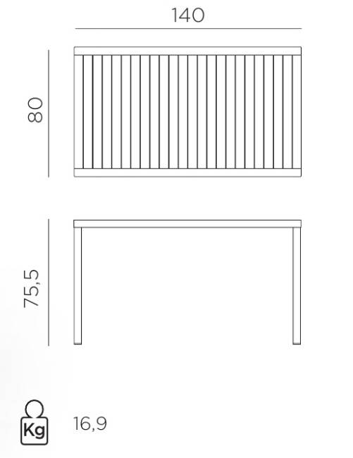 Стол пластиковый обеденный Cube 140x80 антрацит 1400х800х755 мм