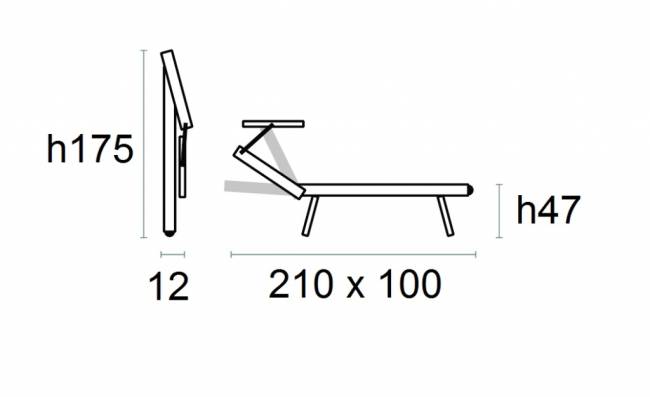 Шезлонг-лежак металлический VIP 2100х1000х470 мм Шезлонг-лежак металлический VIP 2100х1000х470 мм