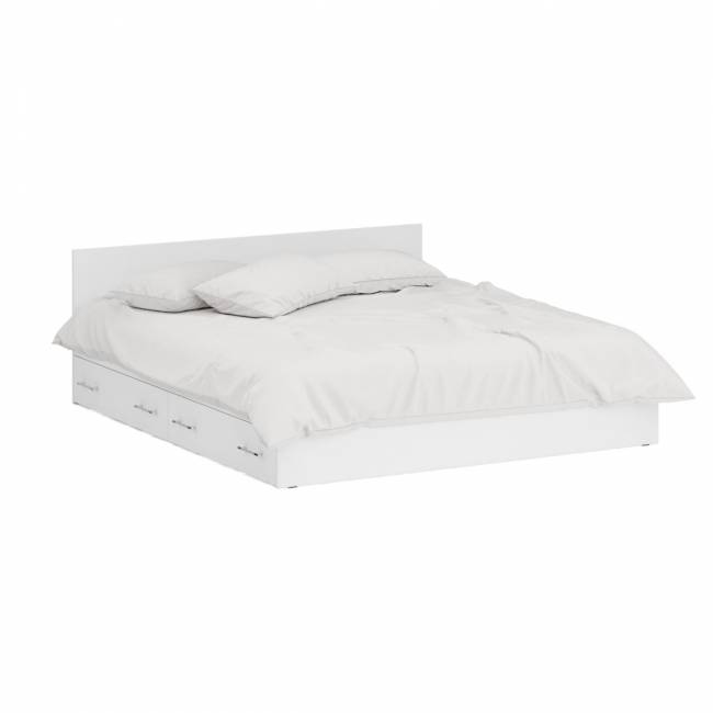 Кровать белая с ящиками Стандарт 1800 цвет белый