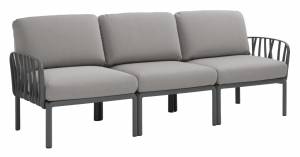 Диван пластиковый с подушками Komodo 3 антрацит, серый 2160х780х880 мм