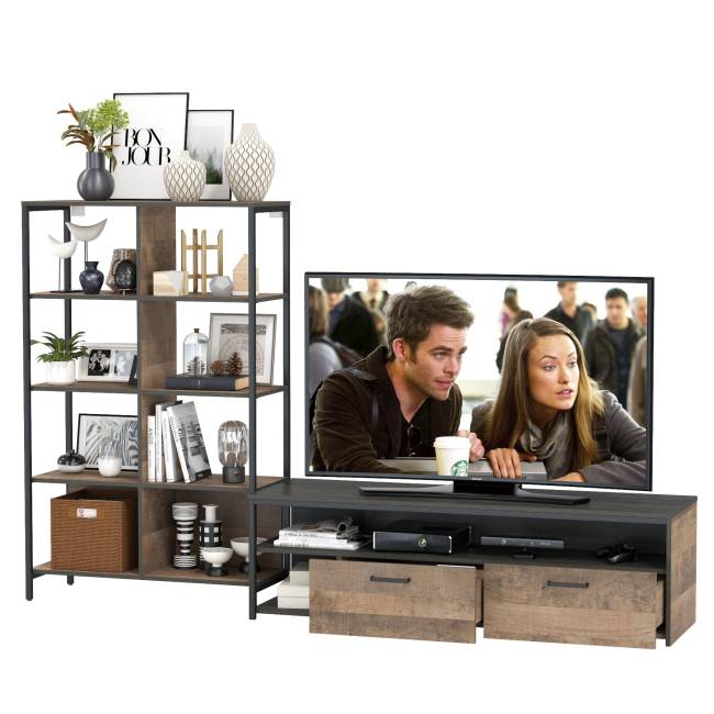 TV-тумба со стеллажом Трувор 13.151.02 цвет дуб гранж песочный/интра