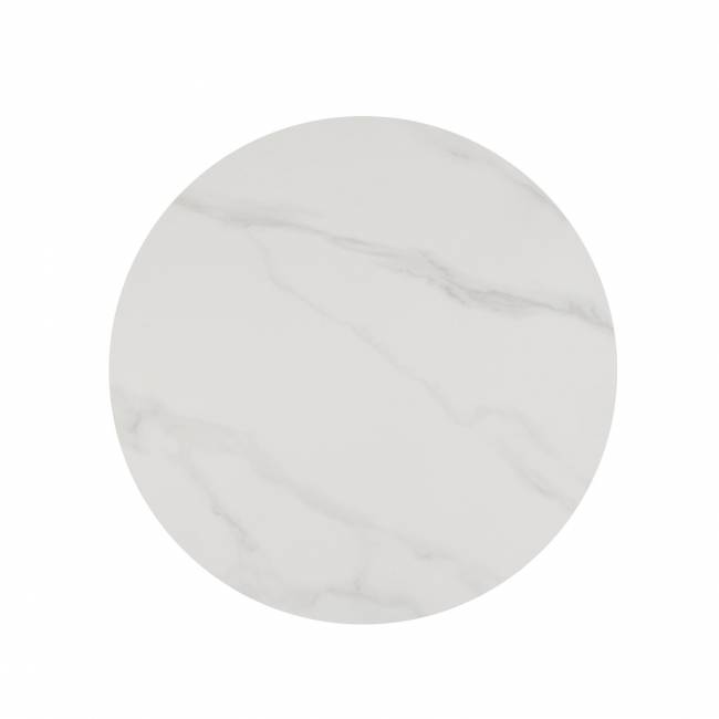 Стол Tulip D90, столешница керамика белый мрамор /опора белый