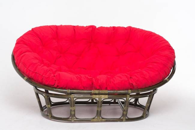 Кресло "MAMASAN" олива  красная подушка