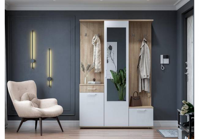 Пети дуб сонома / белый