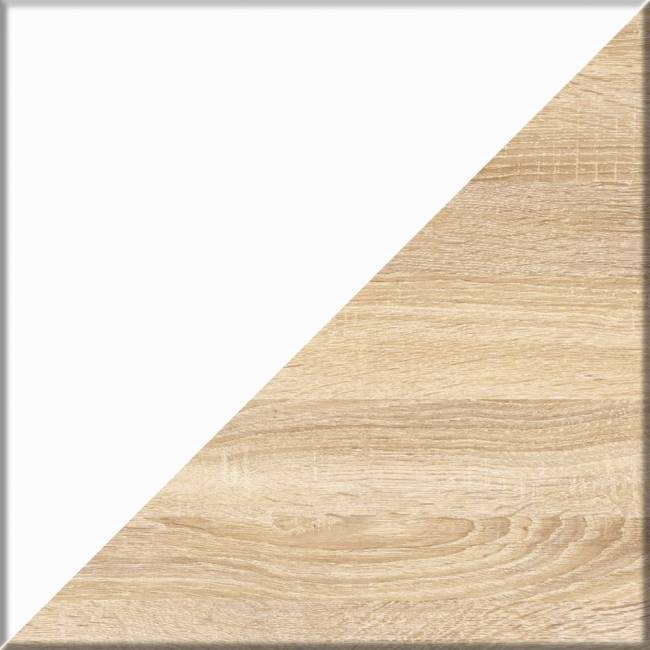 Высокий комод 700 пять ящиков и угловой компьютерный стол МС-16 правый серии Мори цвет дуб сонома/белый