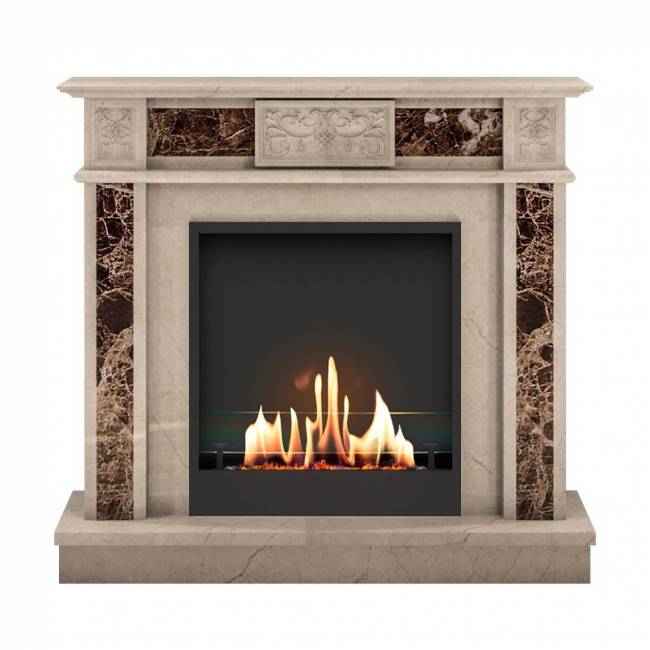 Биокамин в мраморном портале SteelHeat Vienna (Стекло)