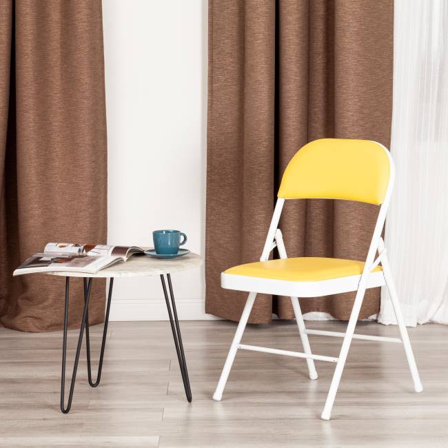 Стул складной FOLDER (mod. 3022G) каркас: металл, сиденье/спинка: экокожа, 46.5 х 47.5 х 79 см, yellow (желтый) / white (белый) (Комплект из 6 шт.) желтый, белый каркас: металл, сиденье/спинка: экокожа Стул складной FOLDER (mod. 3022G) каркас: металл, сиденье/спинка: экокожа, 46.5 х 47.5 х 79 см, yellow (желтый) / white (белый) (Комплект из 6 шт.) желтый, белый каркас: металл, сиденье/спинка: экокожа