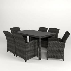 Обеденный стол "Севилья" 160 см, из искусственного ротанга, серый, темно-серый