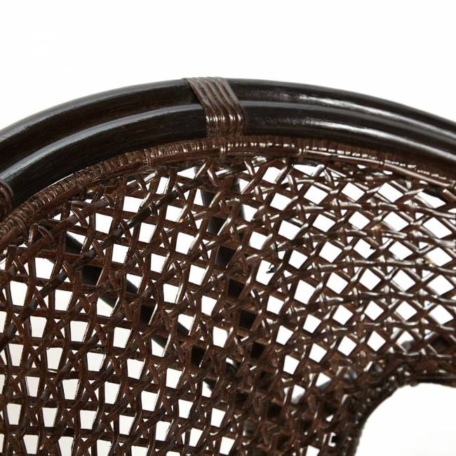 ТЕРРАСНЫЙ КОМПЛЕКТ "PELANGI" (стол со стеклом + 2 кресла) /без подушек/ ротанг, кресло 65х65х77см, стол диаметр 64х61см, walnut (грецкий орех) walnut (грецкий орех) ротанг