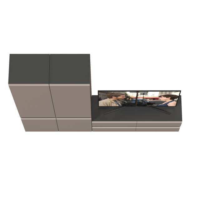 Два шкафа с полками внутри и тумба под ТВ Сидней цвет антрацит/МДФ веллюто капучино