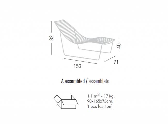 Шезлонг-лежак металлический Link Lounge желтый 1530х710х820 мм