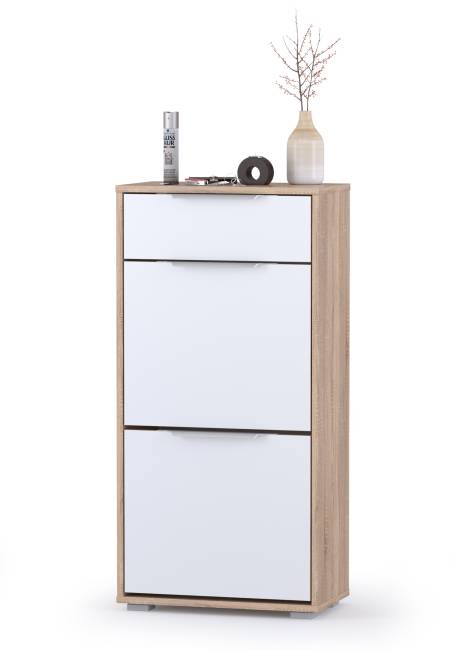 Обувница 13.113 + Вешалка 10.122 + обувница 13.114 + Зеркало Куба цвет дуб сонома/белый премиум