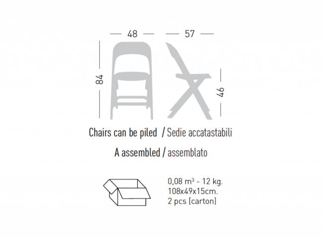 Стул пластиковый складной Flap бледно-голубой 480х570х840 мм