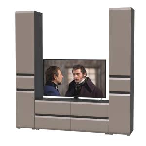 Два шкафа с ящиками и тумба под ТВ Сидней цвет антрацит/МДФ веллюто капучино