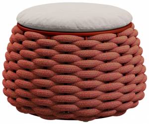 Пуф-столик плетеный с подушкой Pouf терракотовый, светло-бежевый Ø670х405 мм