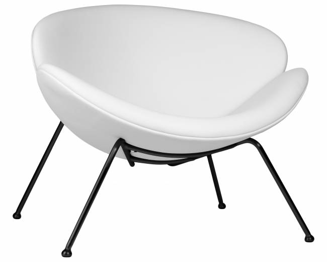 Кресло дизайнерское DOBRIN EMILY, белый винил YP17, черное основание