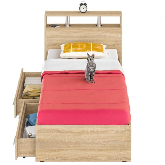 Кровать с ящиками Камелия 900 цвет дуб сонома