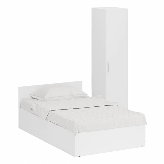 Кровать белая односпальная 1200 с пеналом Стандарт цвет белый Кровать белая односпальная 1200 с пеналом Стандарт цвет белый