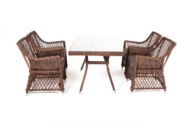 "Латте - 140 L" обеденная группа плетеная, цвет коричневый "Латте - 140 L" обеденная группа плетеная, цвет коричневый