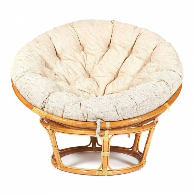 Кресло PAPASAN/ПАПАСАН 23/01 W  /с подушкой/ диаметр подушки 129 см, 115х101х104 см, Honey (мед), ткань Старт Honey (мед)